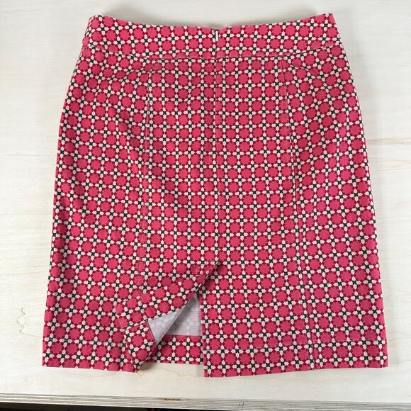 Talbots Cotton Blend Pencil Skirt Women's 8 Stretch Geometric Pink Red - Picture 8 of 9